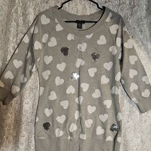 Miss Chievous Gray and Silver Heart Sweater
